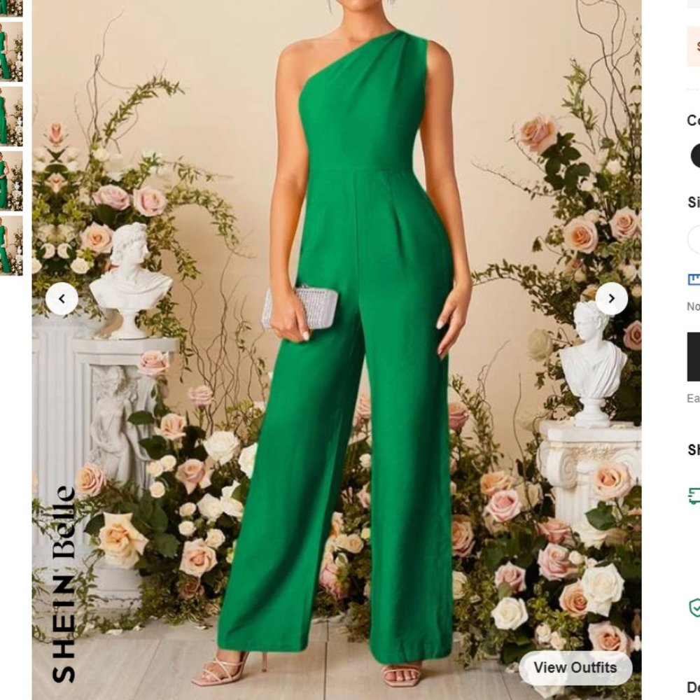 Green One Shoulder Wide Leg Jumpsuit 8/10 NEVER BEEN WORN